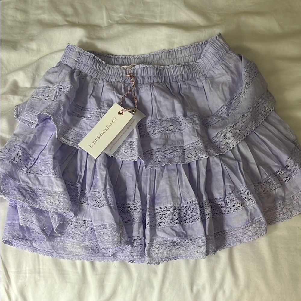 LoveShackFancy Purple Bubble Mini Skirt